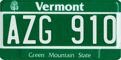 VT license plate AZG910