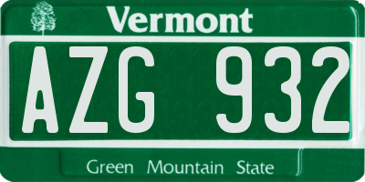 VT license plate AZG932