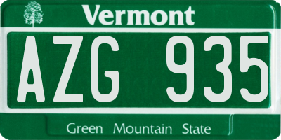 VT license plate AZG935