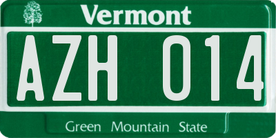 VT license plate AZH014
