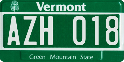 VT license plate AZH018