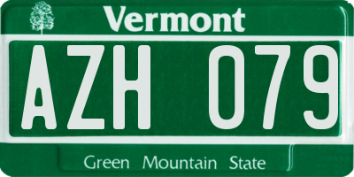 VT license plate AZH079