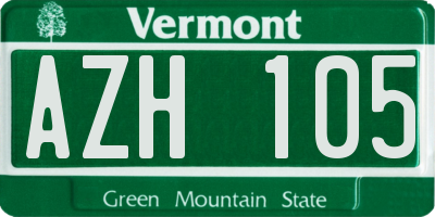 VT license plate AZH105