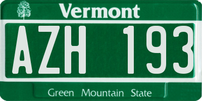 VT license plate AZH193
