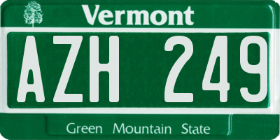 VT license plate AZH249