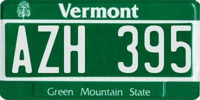 VT license plate AZH395