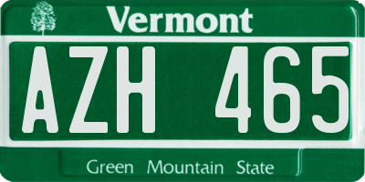VT license plate AZH465