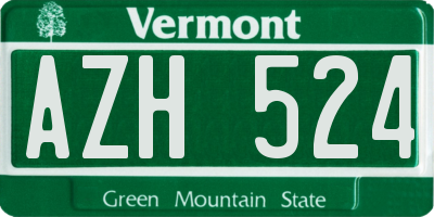 VT license plate AZH524