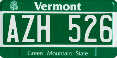 VT license plate AZH526