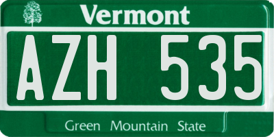 VT license plate AZH535