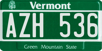 VT license plate AZH536