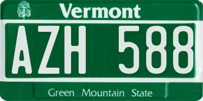 VT license plate AZH588