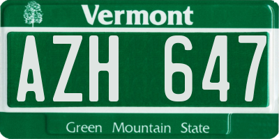 VT license plate AZH647