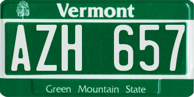 VT license plate AZH657