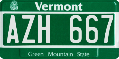 VT license plate AZH667