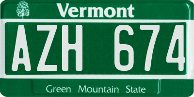 VT license plate AZH674
