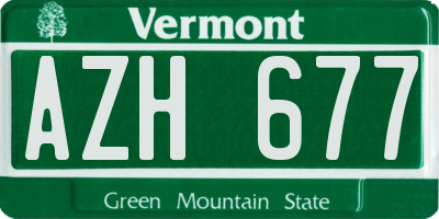 VT license plate AZH677