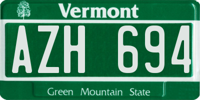 VT license plate AZH694