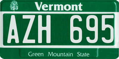 VT license plate AZH695
