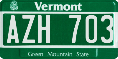 VT license plate AZH703