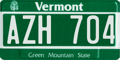 VT license plate AZH704