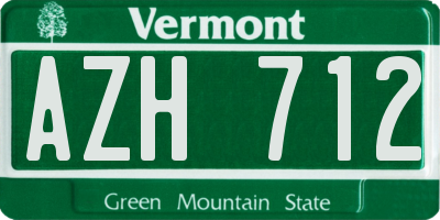VT license plate AZH712