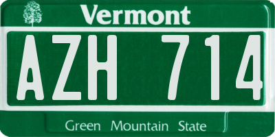 VT license plate AZH714