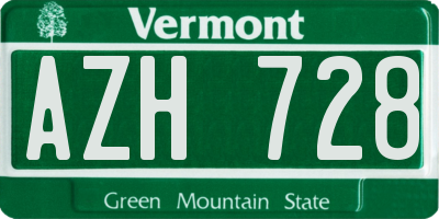 VT license plate AZH728