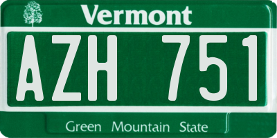 VT license plate AZH751