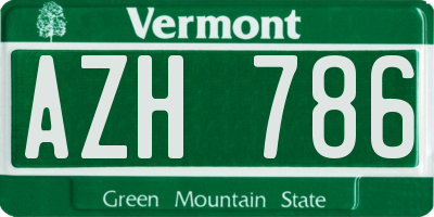 VT license plate AZH786