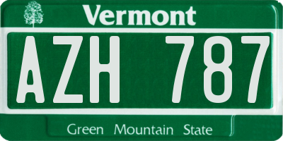 VT license plate AZH787
