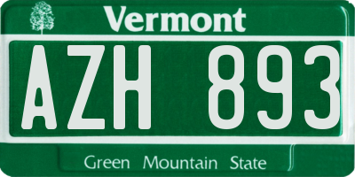 VT license plate AZH893