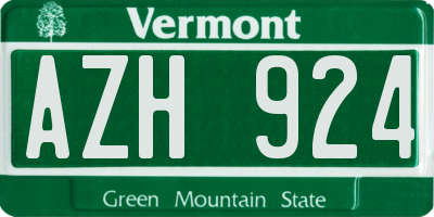 VT license plate AZH924