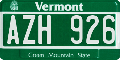 VT license plate AZH926