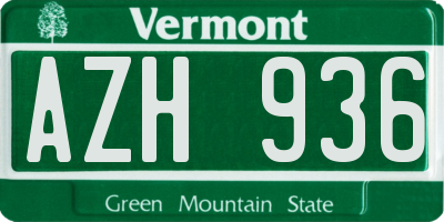 VT license plate AZH936