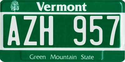 VT license plate AZH957