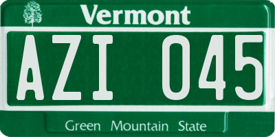VT license plate AZI045