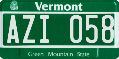 VT license plate AZI058