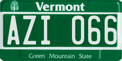 VT license plate AZI066