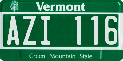 VT license plate AZI116
