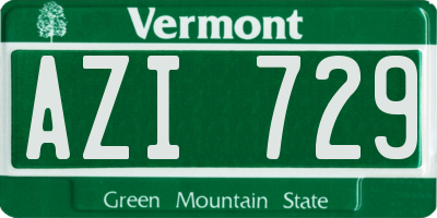 VT license plate AZI729