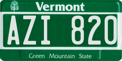 VT license plate AZI820