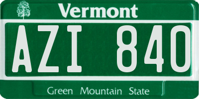 VT license plate AZI840