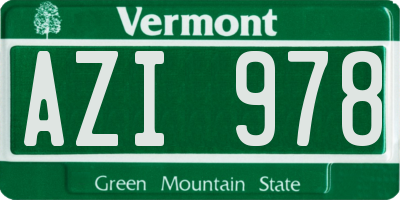 VT license plate AZI978