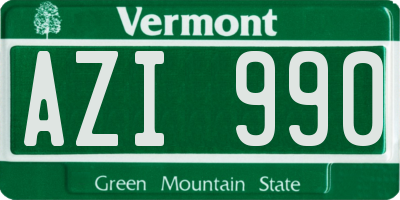 VT license plate AZI990