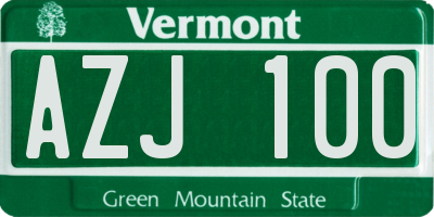 VT license plate AZJ100