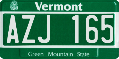 VT license plate AZJ165