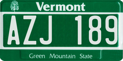 VT license plate AZJ189