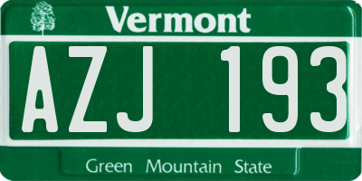 VT license plate AZJ193