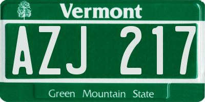 VT license plate AZJ217